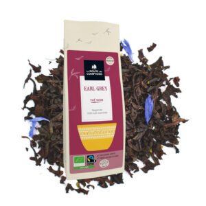 Thé noir Earl Grey aux écorces de bergamote. Vendu en vrac